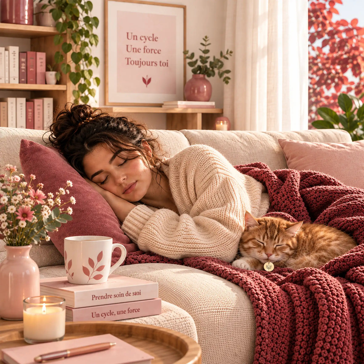 Femme fatiguée se reposant avant les règles pendant le SPM
