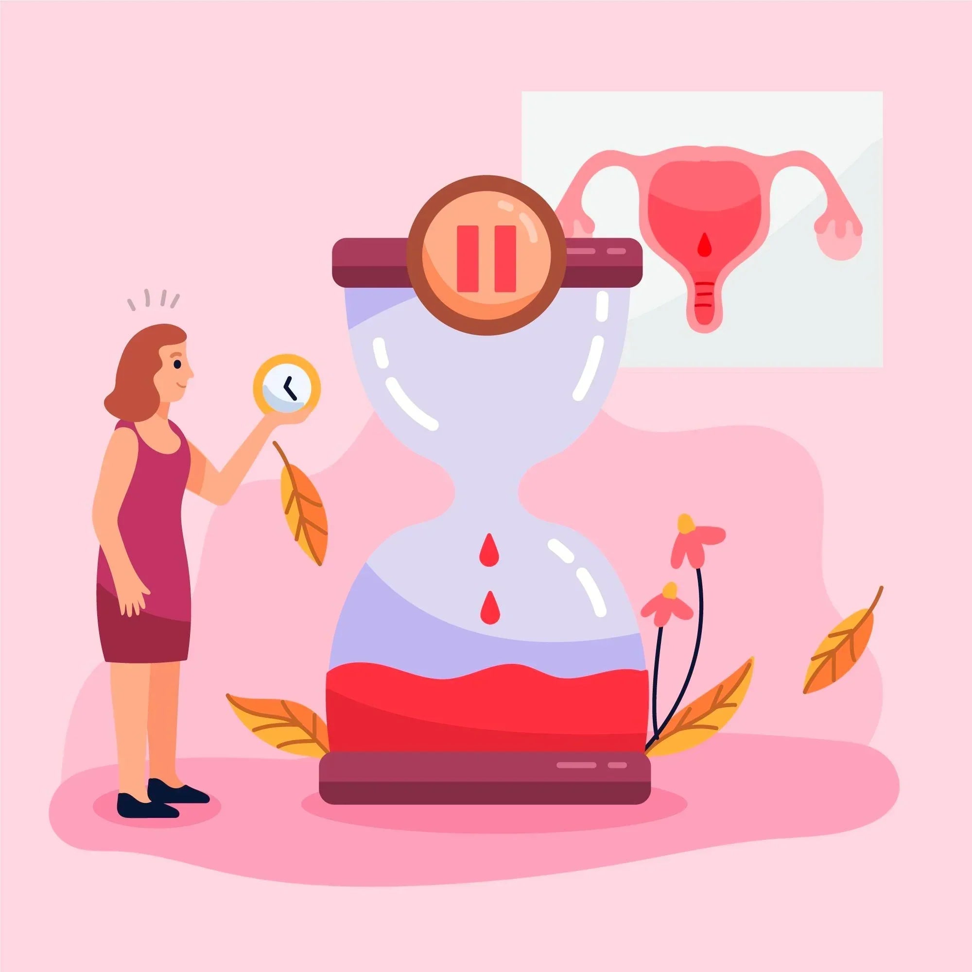 Femme montrant la durée d'un cycle menstruel et l'écoulement de sang